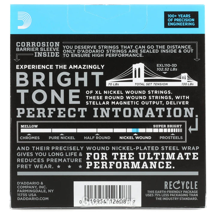 D'Addario EXL110-3D Nickel Wound Regular Light Electric Strings 10-46 - 3-Pack