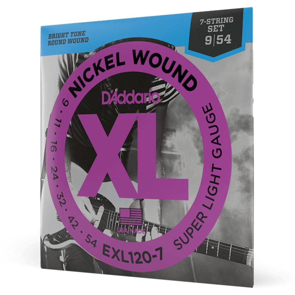 D'Addario EXL120-7 7-String Nickel Wound Super Light Electric Strings 9-54