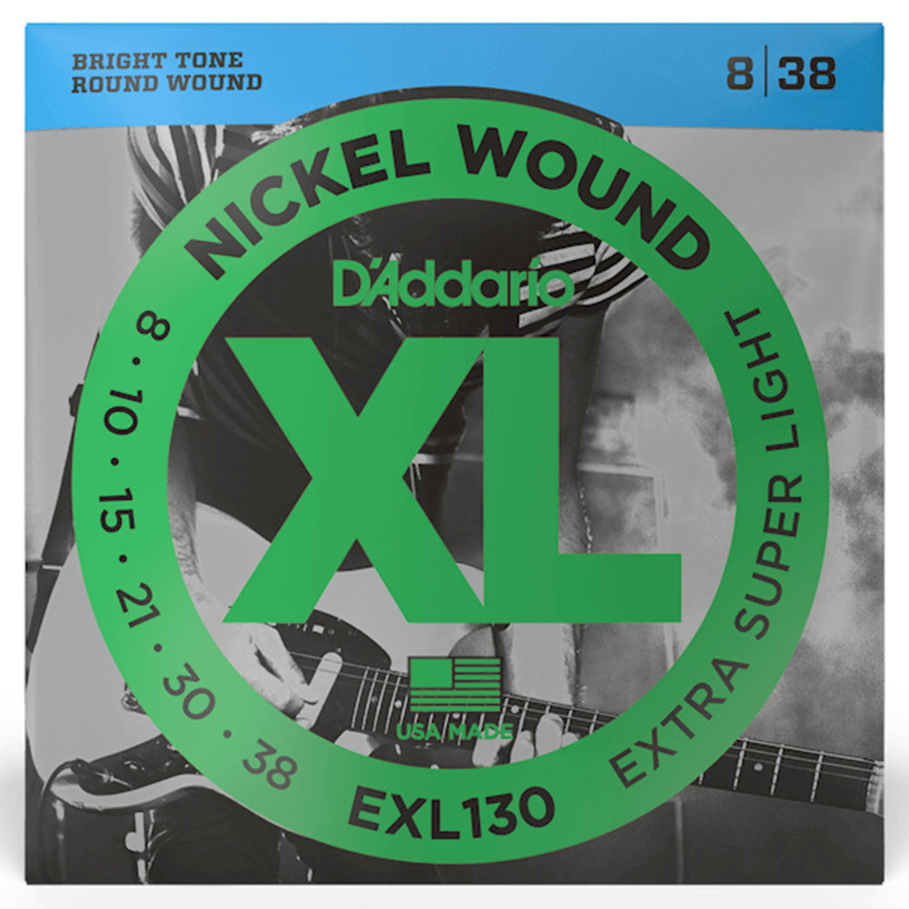 D'Addario EXL130 Nickel Wound Extra Super Light Electric Strings 8-38