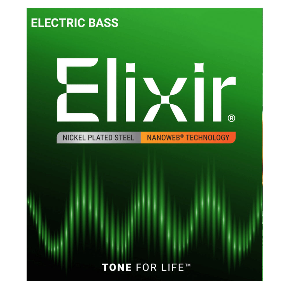 Elixir 14202 Nickel Plated Steel NANOWEB 5-String Light Long Scale Bass Strings - .045-.130