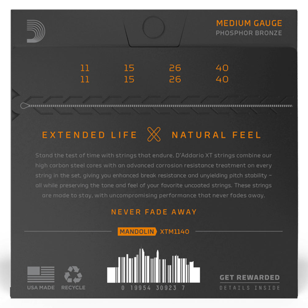 D'Addario XTM1140 XT Mandolin Phosphor Bronze Medium 11-40