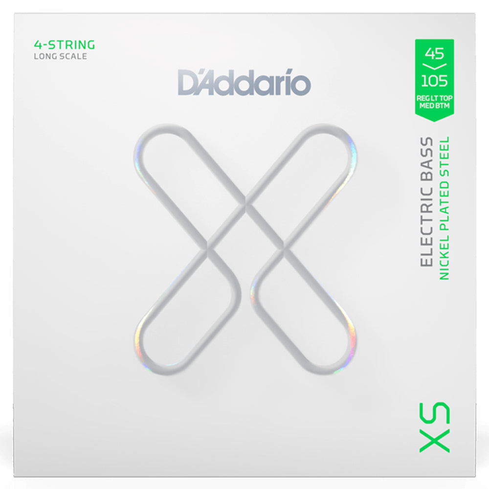 D'Addario XSB45105 XS Nickel Electric Bass Guitar Strings - .045-.105 Light Top/Medium Bottom