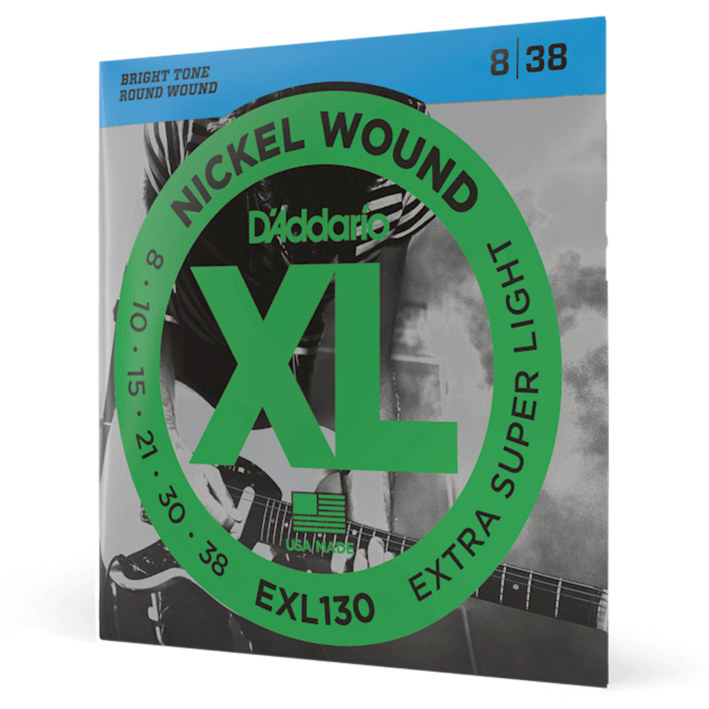 D'Addario EXL130 Nickel Wound Extra Super Light Electric Strings 8-38