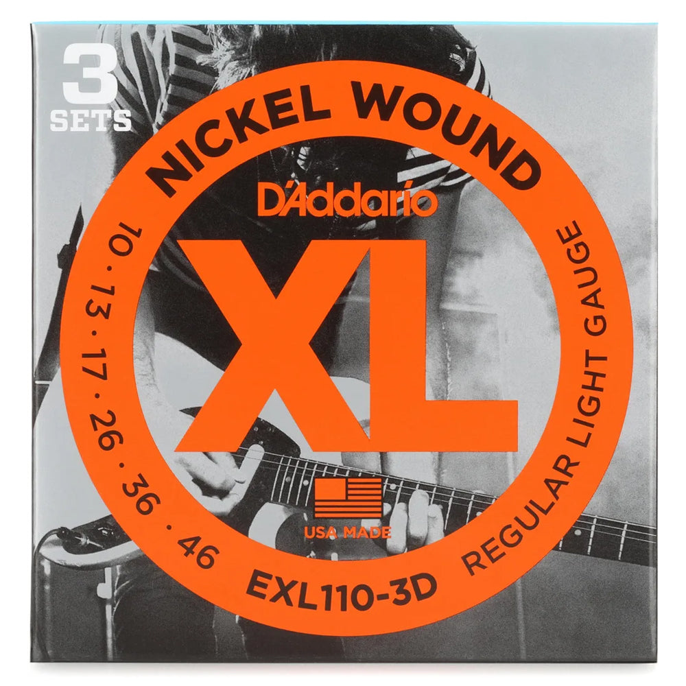 D'Addario EXL110-3D Nickel Wound Regular Light Electric Strings 10-46 - 3-Pack