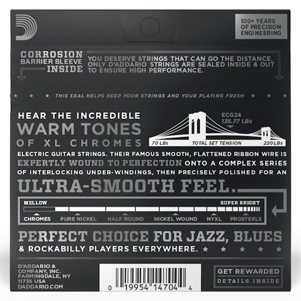 D'Addario ECG24 Chromes Flat Wound Jazz Light Electric Strings 11-50