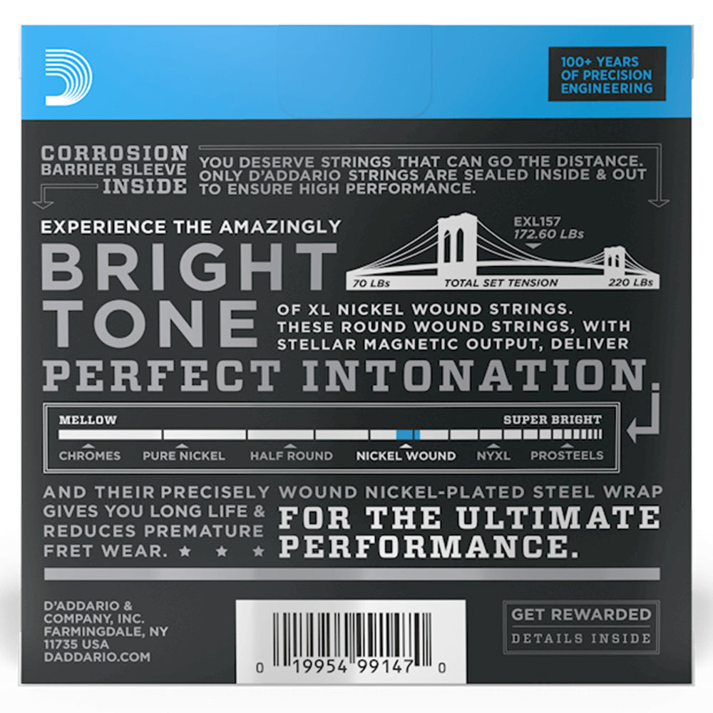D'Addario EXL157 Nickel Wound Electric Strings - .014-.068 Medium Baritone