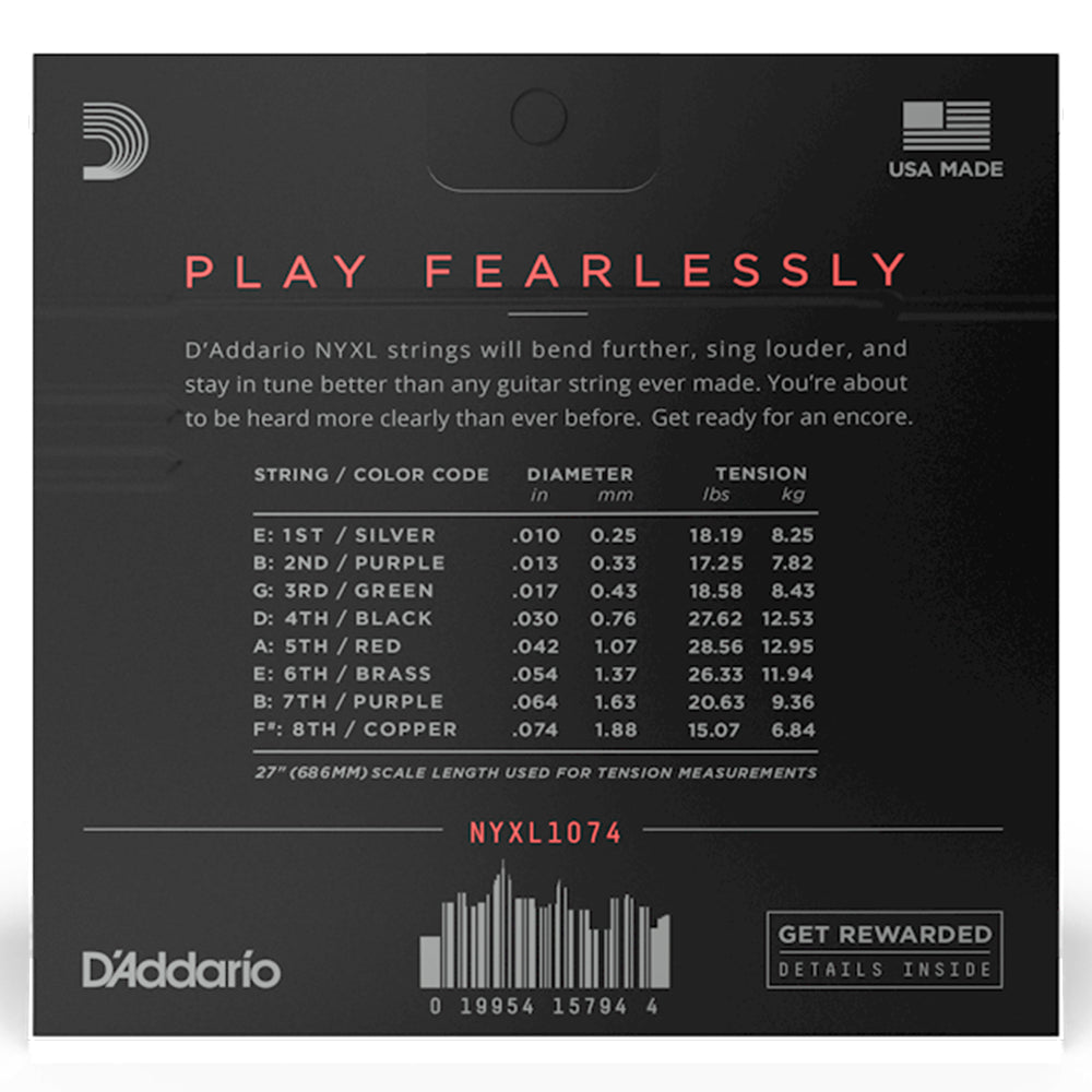 D'Addario NYXL1074 Nickel Wound 8-String Electric Set