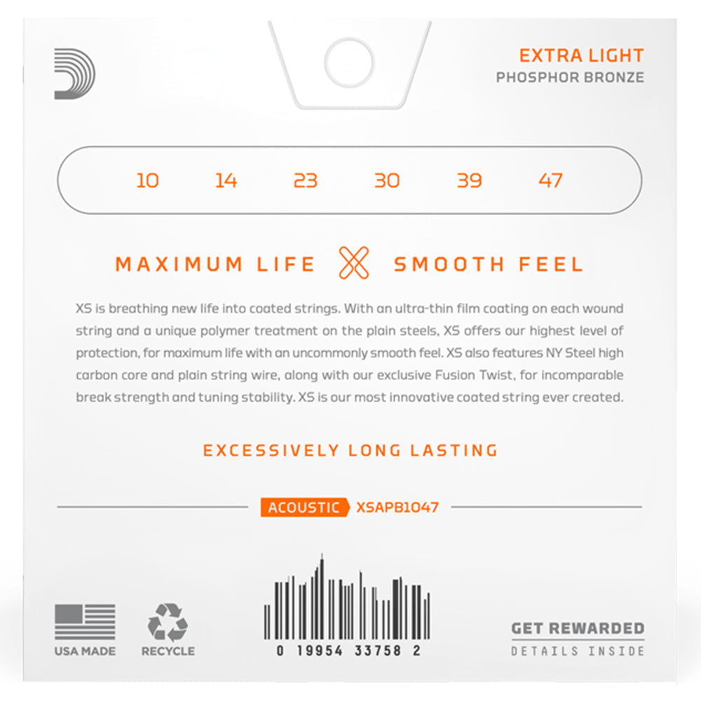 D'Addario XSAPB1047 Acoustic Phosphor Bronze - Light - 10-47