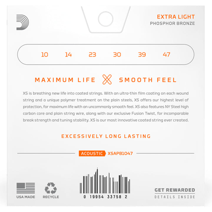 D'Addario XSAPB1047 Acoustic Phosphor Bronze - Light - 10-47