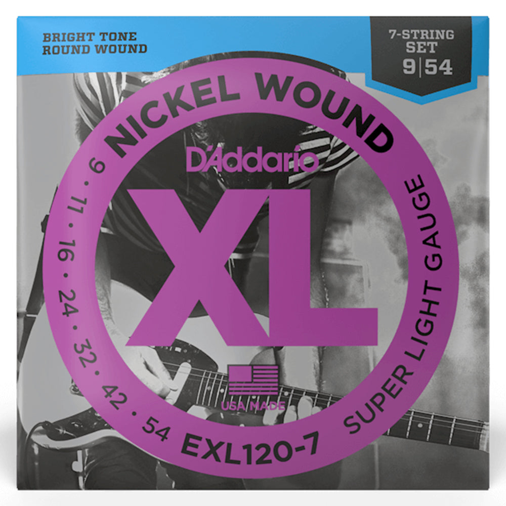 D'Addario EXL120-7 7-String Nickel Wound Super Light Electric Strings 9-54