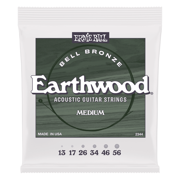 Ernie Ball P02344 Medium Earthwood Bell Bronze Acoustic Guitar Strings 13-56