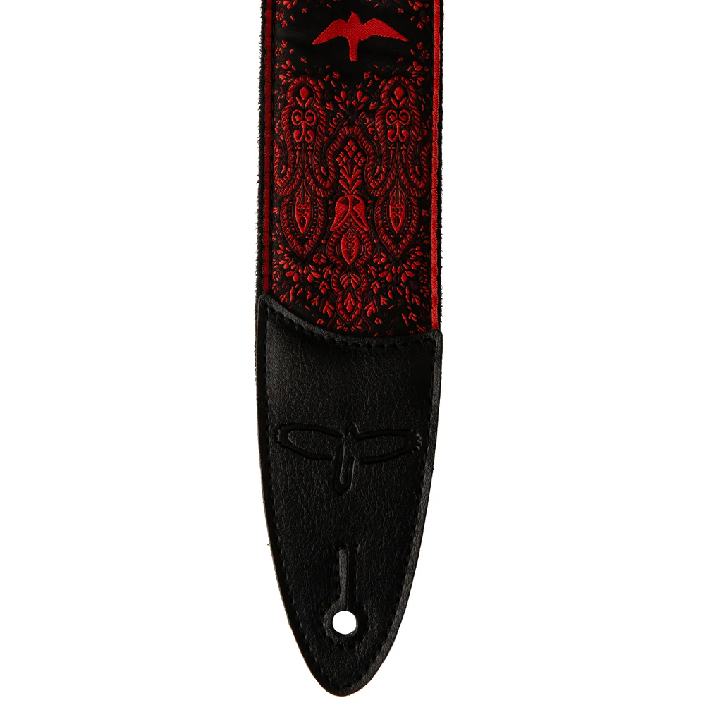 PRS 2" Guitar Strap, Custom Jacquard Birds Fleur - Red