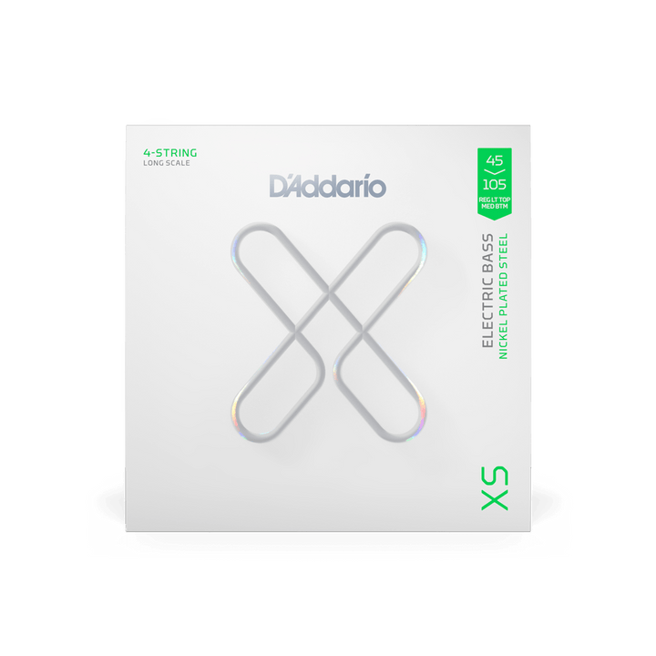 D'Addario XSB45105 XS Nickel Electric Bass Guitar Strings - .045-.105 Light Top/Medium Bottom