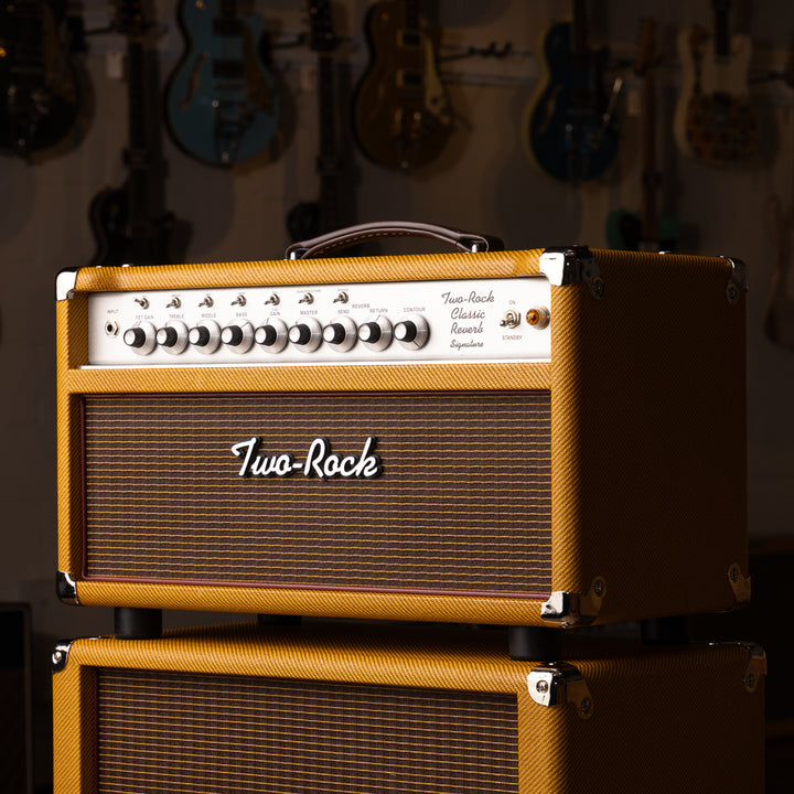 Two-Rock Classic Reverb Signature 100/50 Head Silver Chassis & 2x12 Cabinet - Vintage Tweed/Oxblood Gold Stripe Grill