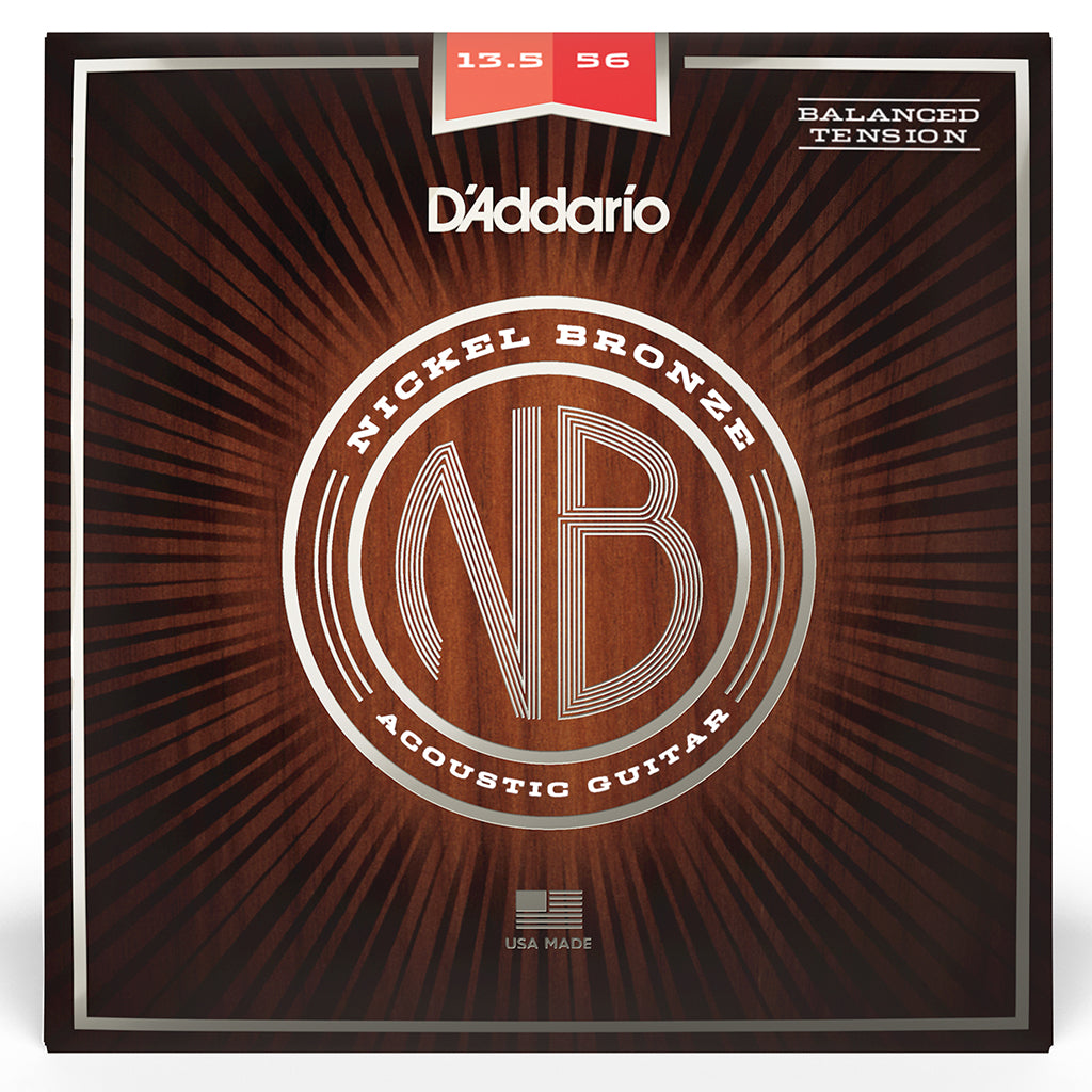 D'Addario NB13556BT Nickel Bronze Acoustic Guitar Strings - Balanced Tension Medium 13.5-56