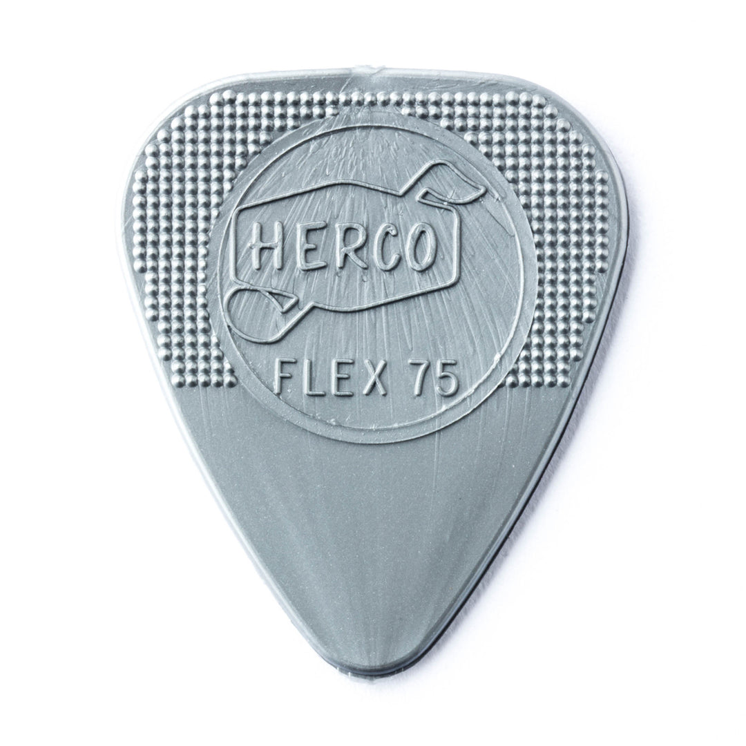 Dunlop HE211P Herco Nylon Flat Flex 75 Heavy Silver Picks - 12-Pack