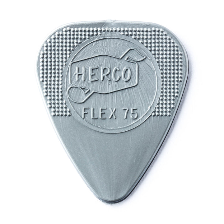 Dunlop HE211P Herco Nylon Flat Flex 75 Heavy Silver Picks - 12-Pack