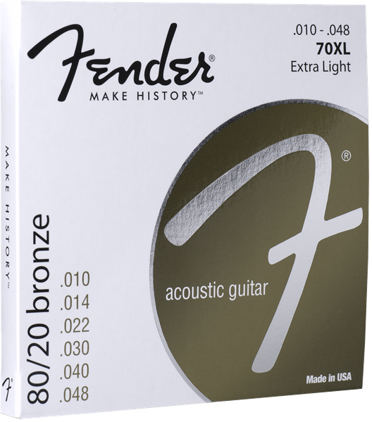 Fender 70XL 80/20 Bronze Extra Light Acoustic Strings .010-.048 - Available at Lark Guitars