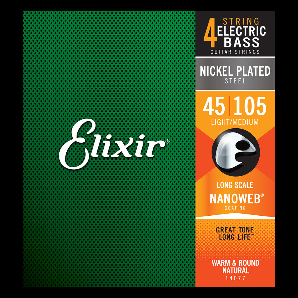Elixir 14077 Nickel Plated Steel NANOWEB Light Medium Long Scale Bass Strings - .045-.105