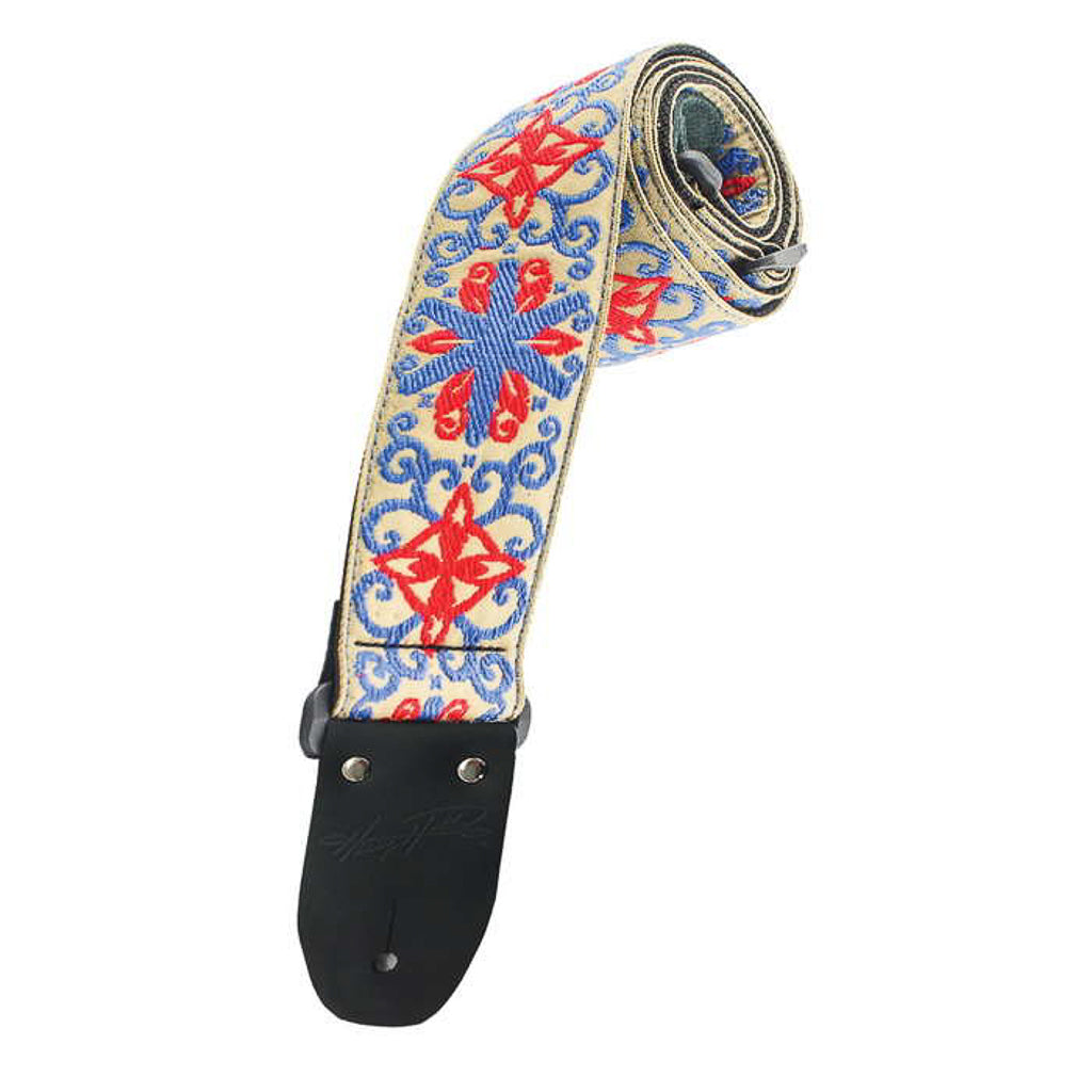 Henry Heller 2" Deluxe Jacquard Strap with Tri Glide Nylon Backing - Blue/Red/Gray