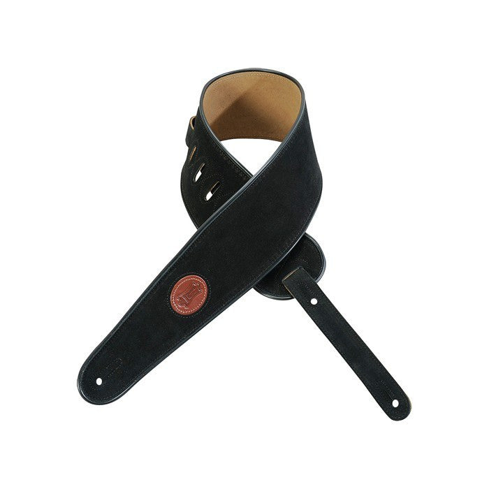 Levy’s MSS3-4-BLK 4" Hand-Brushed Suede Bas Guitar Strap - Black - Available at Lark Guitars