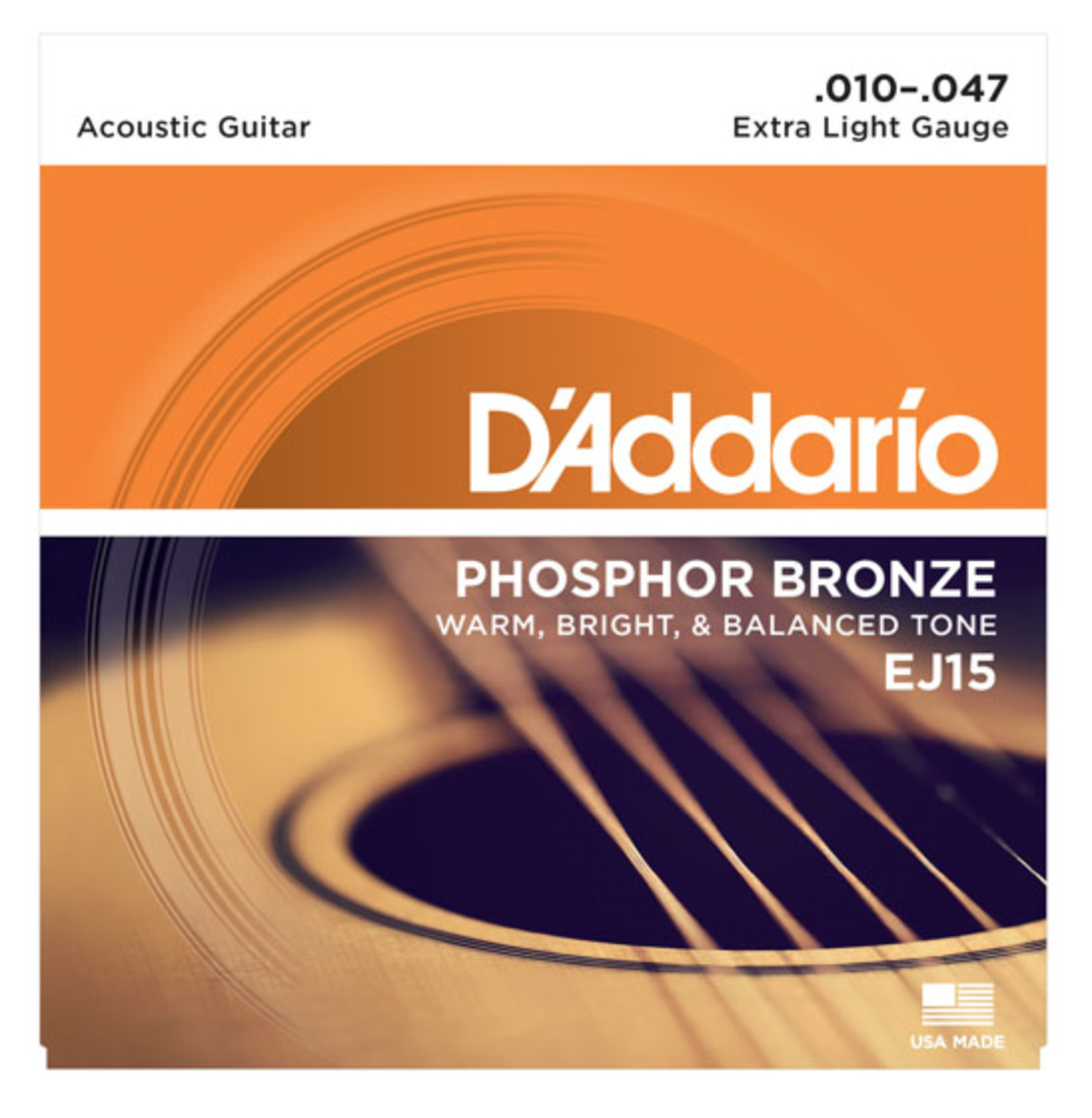 D'Addario EJ15 Phosphor Bronze Extra Light Acoustic Strings 10-47 - Available at Lark Guitars