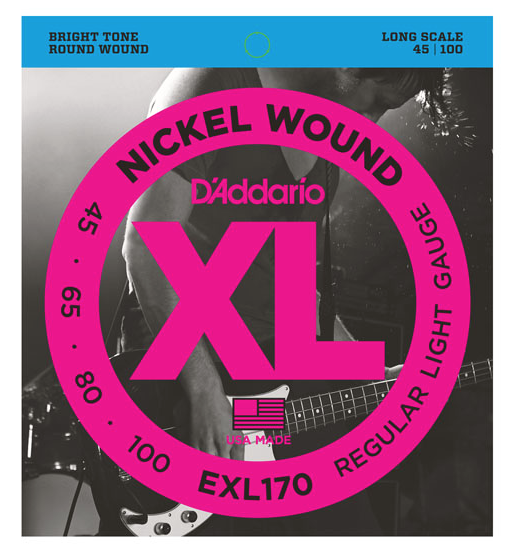 D'Addario EXL170 Nickel Wound Regular Light Bass Strings 45-100 - Available at Lark Guitars