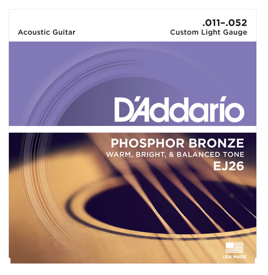 D'Addario EJ26 Phosphor Bronze Custom Light Acoustic Strings 11-52 - Available at Lark Guitars