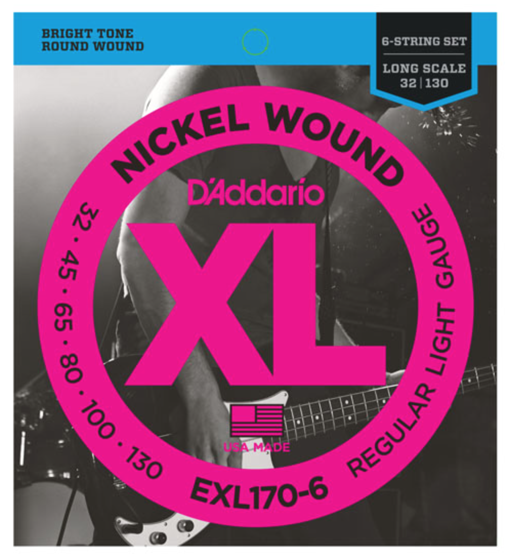 D'Addario EXL170-6 6-String Nickel Wound Regular Light Bass Strings 32-130 - Available at Lark Guitars