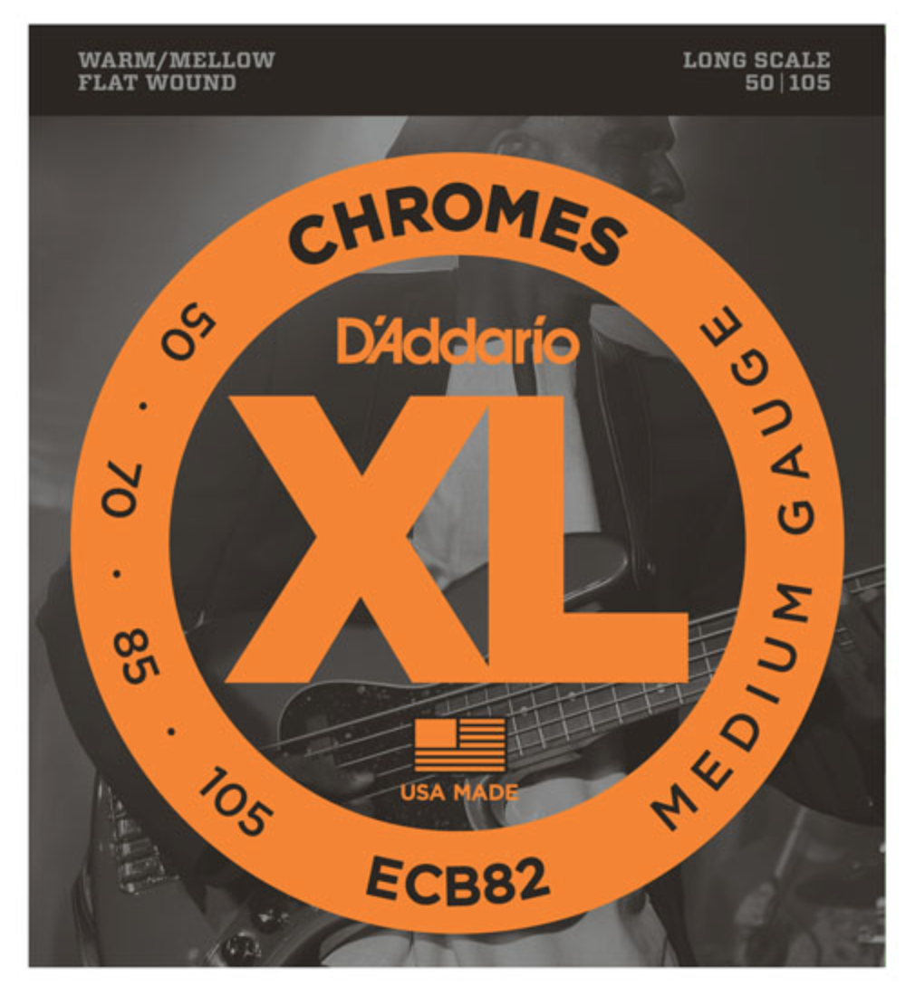 D'Addario ECB82 Chromes Flat Wound Medium Bass Strings 50-105 - Available at Lark Guitars