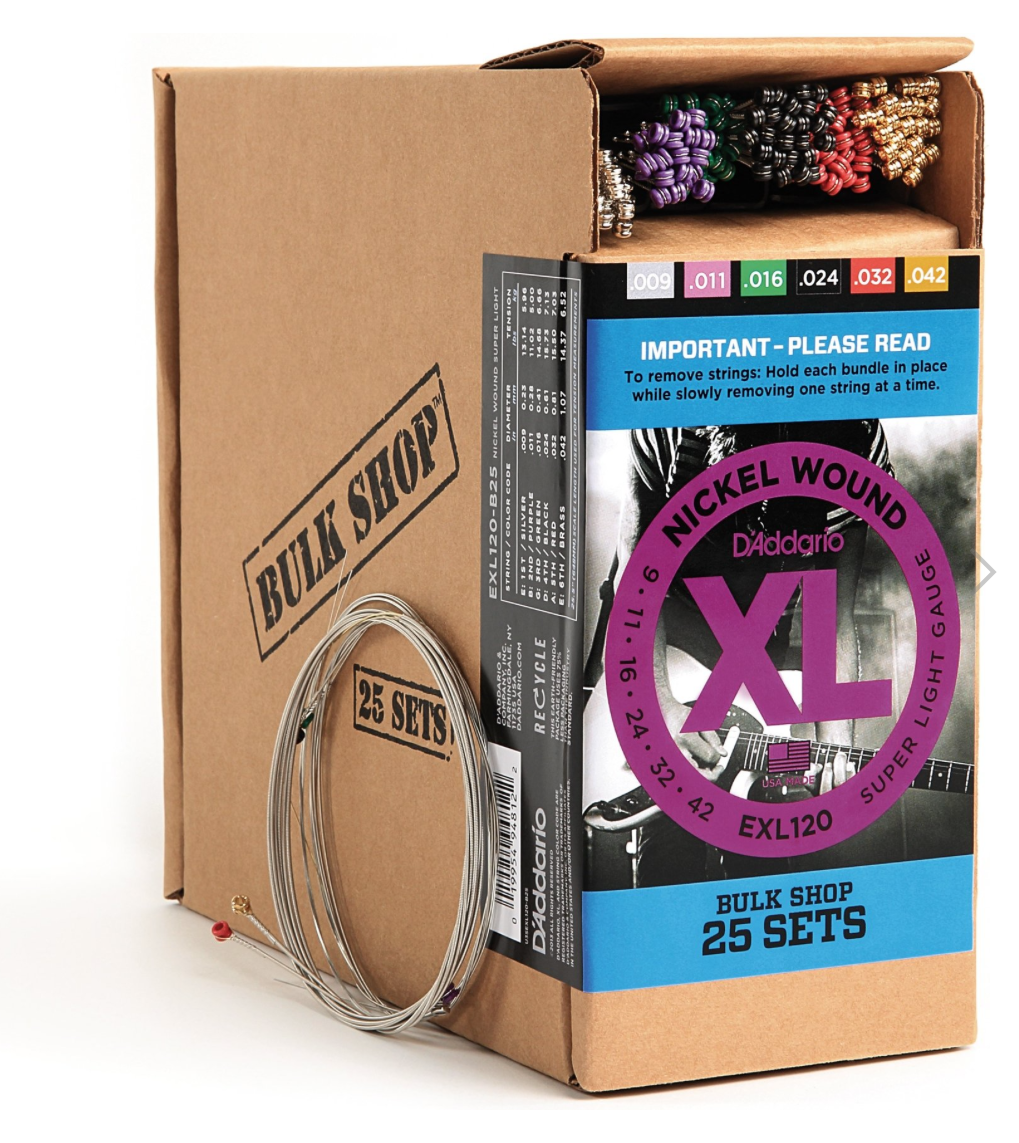 D'Addario EXL120-B25 Nickel Wound Super Light Electric Strings 9-42 - 25-Pack - Available at Lark Guitars