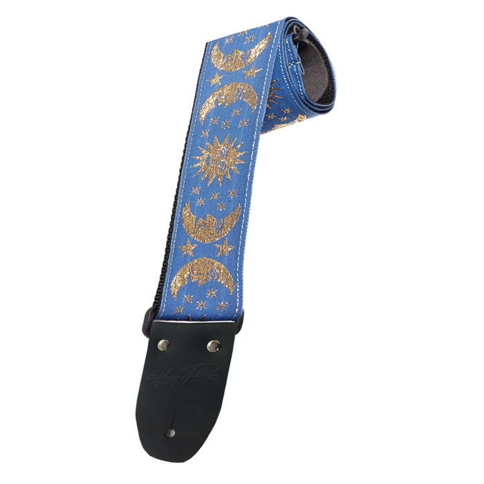 Henry Heller 2" Deluxe Jacquard Vintage Strap with Nylon Backing - Blue/Gold