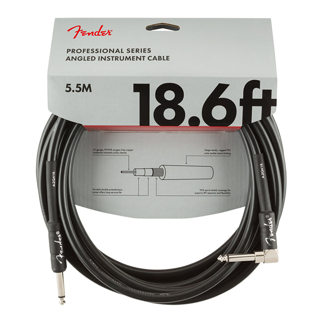 Fender Professional Series Instrument Cable 18.6' - Straight/Angle - Black