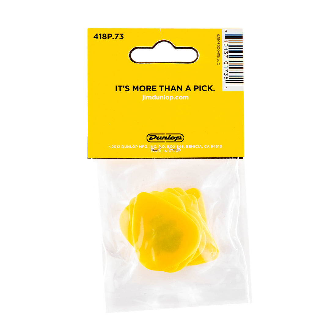 Dunlop 418P.73 Tortex Standard .73mm Yellow Picks - 12-Pack