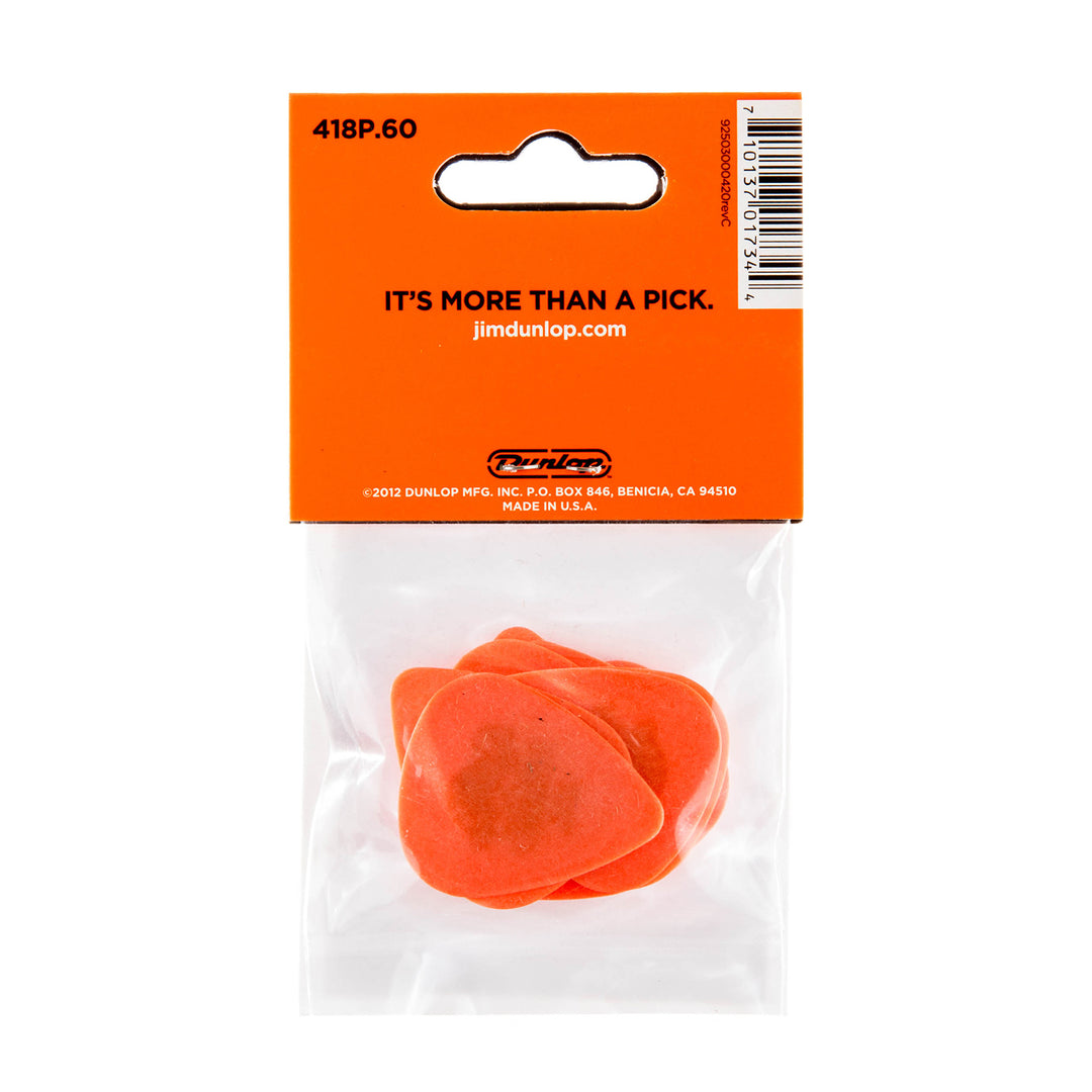Dunlop 418P.60 Tortex Standard .60mm Orange Picks - 12-Pack