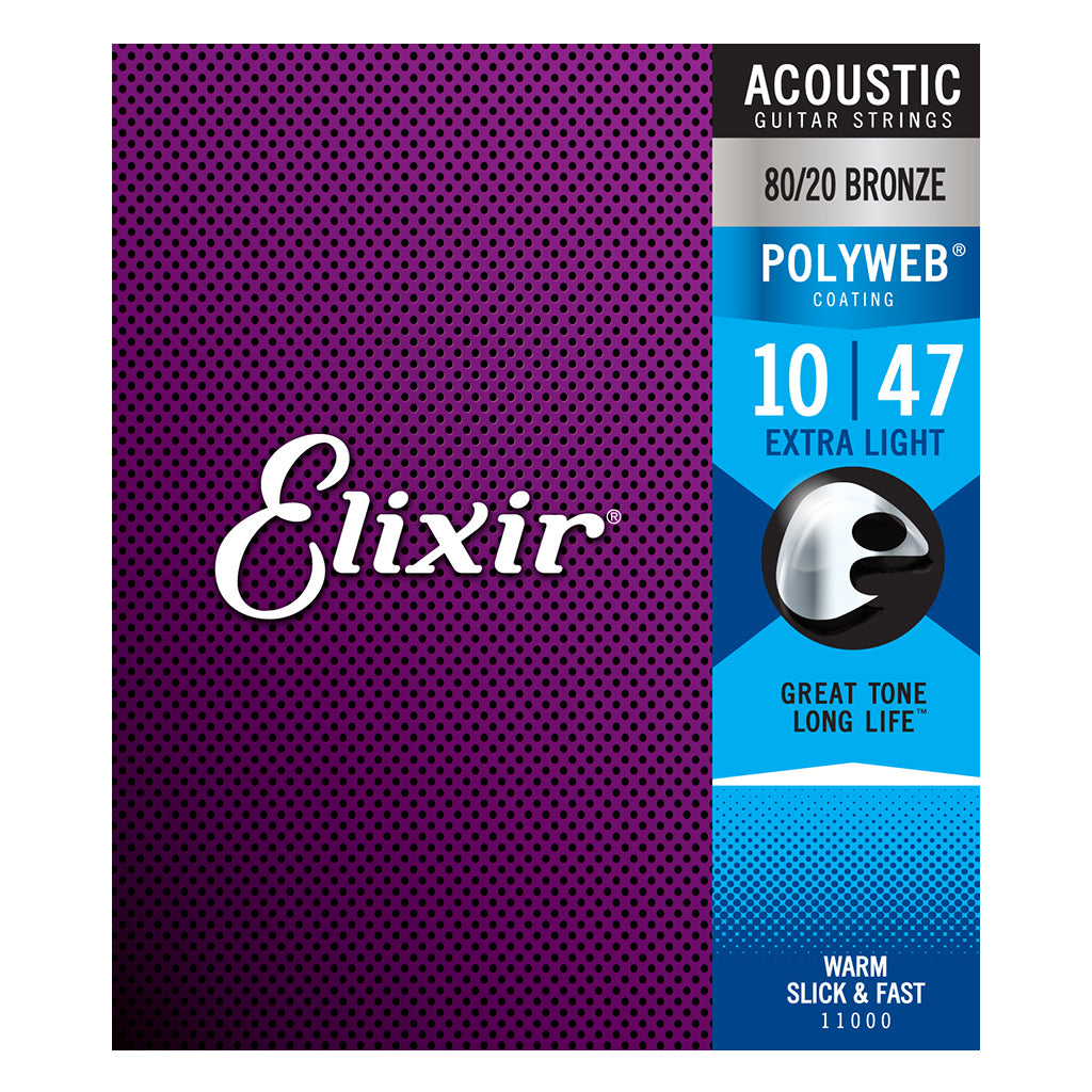 Elixir 11000 80/20 Bronze POLYWEB Extra Light Acoustic Strings - .010-.047